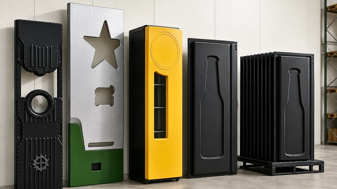 Displays e frentes de expositor termoformados produzidos pela Crios